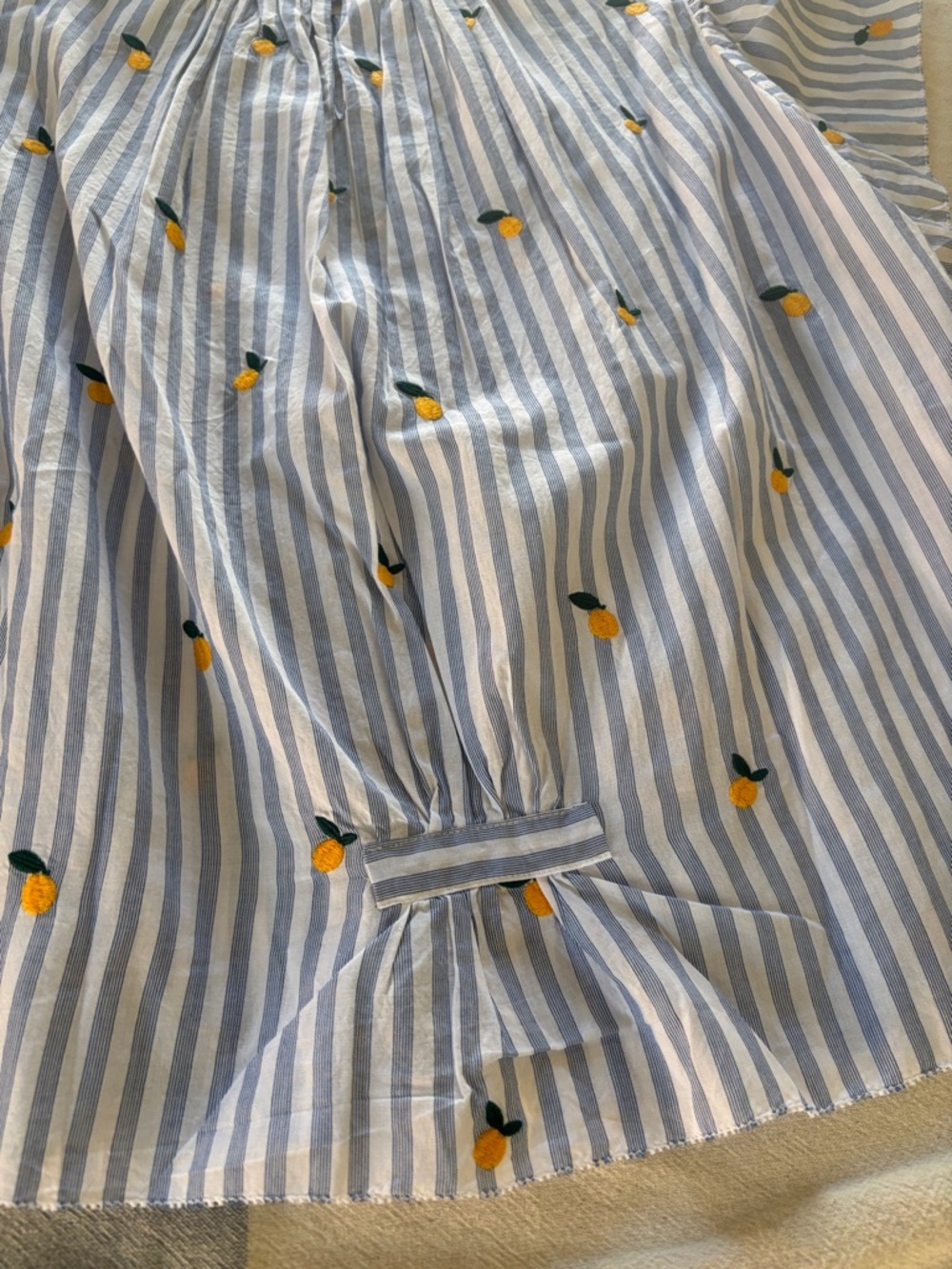 NEW Trovata Blue & White Striped Embroidered Lemon Top - Picture 6 of 7